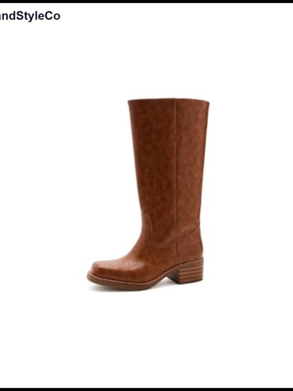 Miranda 14 Mid-Calf Equestrian Boots with Faux Leather Stacked Heel